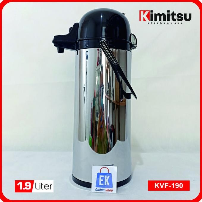 Termos Air Panas Stainless KIMITSU KVF-190 | Termos Tekan | Termos Pencet | Termos Tekan 2 Liter | T