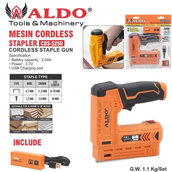 

Mesin Cordless Stapler Cds-5250 / Cordless Staple Gun / Mesin Paku Staples Tembak Baterai / Stapler Tembak Baterai Merk Aldo Co