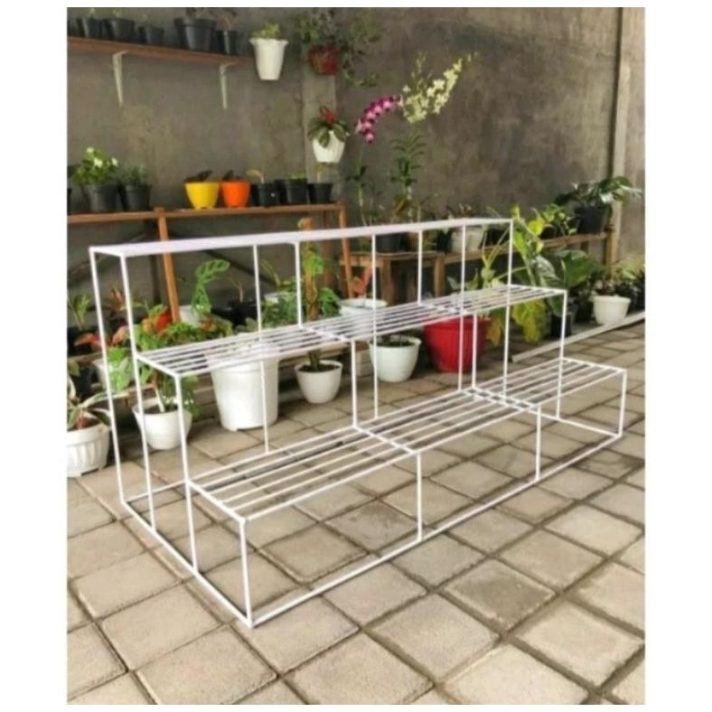 Recomend RAK BUNGA SUSUN 3 PANJANG 1 METER / RAK POT BUNGA SUSUN / STANDING POT BUNGA SUSUN ,.