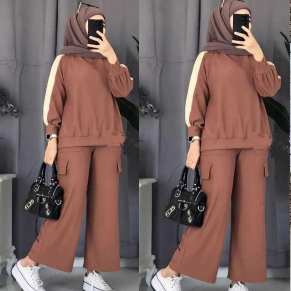 SFS Setelan Cargo Ziza | Setelan Cargo Wanita Remaja Dewasa | Set Atasan Celana Cargo