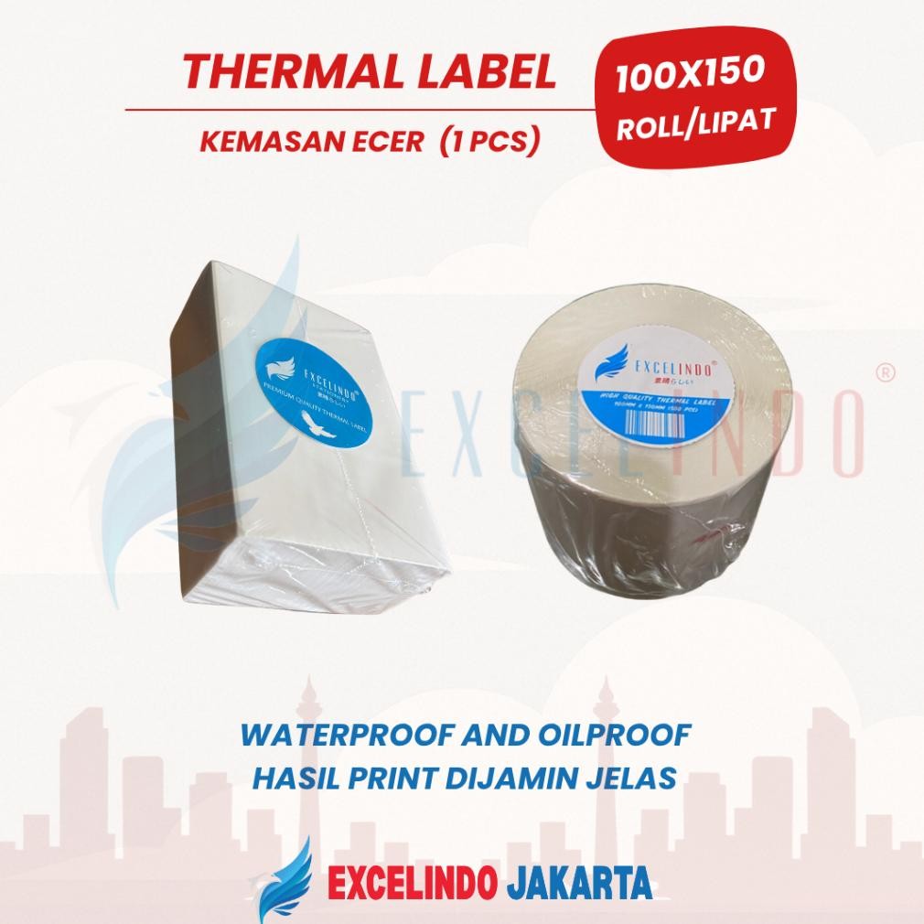 

DY65 - Excelindo Thermal Label / Thermal Sticker alas kertas resi online shop 100x150mm isi 250 / 500 lembar