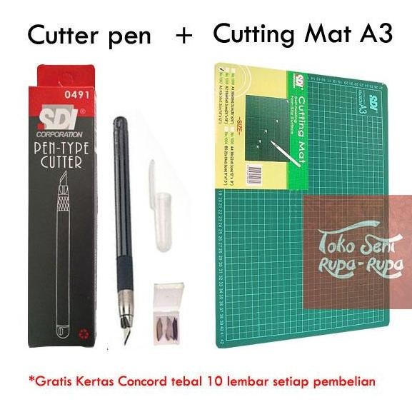 

Cutting Mat A3 + Cutter Pen, Bonus Kertas Concord, Paket Paper Cut