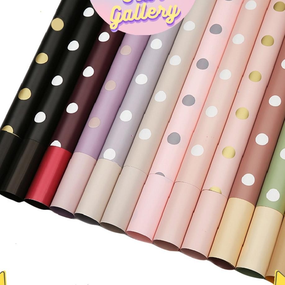 

1 Pa 20 Lembar Kertas Bunga Buket Motif Polkadot Flower Wrapping R Kertas Kado Flst Kb11