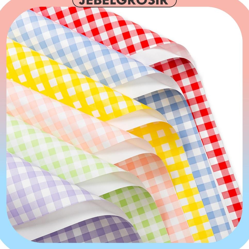

20 Lembar Cellophane Kertas Buket Bunga Wrapping R Square Pattern Motif Kotak Kb6012