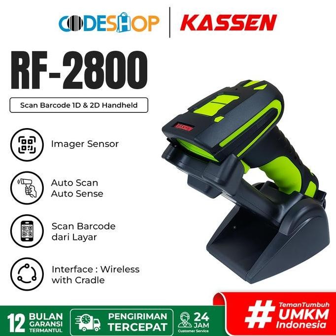 KASSEN RF-2800 SCANNER BARCODE INDUSTRIAL 2 DIMENSI WIRELESS ORIGINAL DAN TERPERCAYA