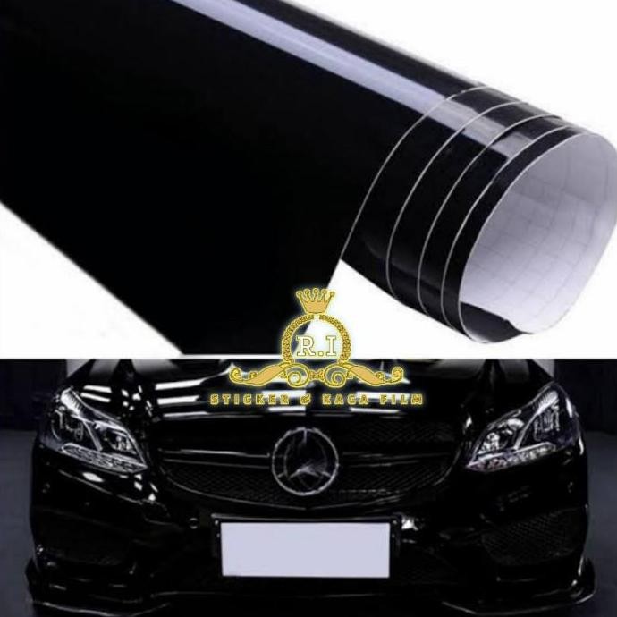 [LEBAR 122CM] Sticker HITAM Glossy Skotlet Mobil Motor Car Wrapping
