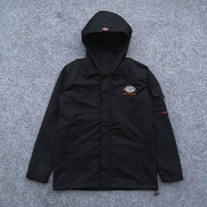 FF jaket outdoor dickies waterproof saku samping premium full tag - Hitam, M