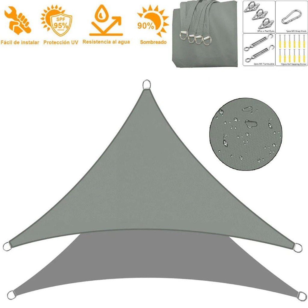 Shade Sail, Waterproof Outdoor Garden Patio Party Sun Awning, Triangular Canopy 98% Uv Blocking With