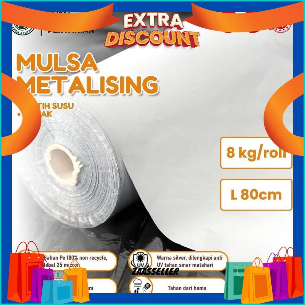 Plastik Mulsa Perak 1 Roll 8 Kg Mulsa Grenjeng Lebar 80 Cm Cod