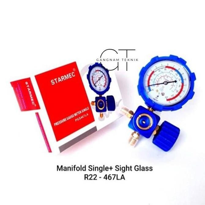 DI123 >> Manifold single R22 SLIGHT GLASS 467 - pengukur tegangan Freon Ac