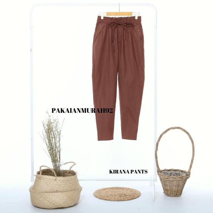 KIRANA PANTS CELANA BIG SIZE WANITA BAGGY PANTS WARNA COKLATBATA MURAH