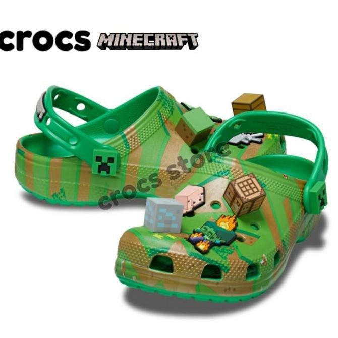 Promo Sandal Crocs Classic Minecraft Elevated Clog Kid / Sendal Anak Unisex