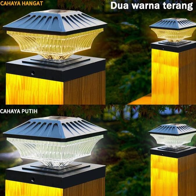 4Pcs Lampu Pilar Led Tenaga Surya Lampu Tiang Luar Ruangan Lampu Pagar Tahan Air Untuk Dekorasi Ruma
