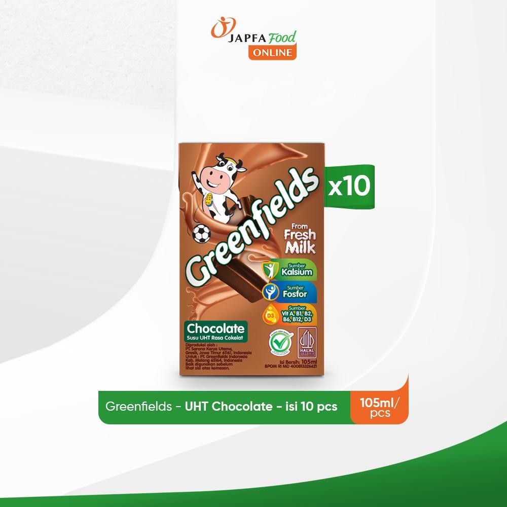 

Greenfields Susu UHT Chocolate 105 ml - Isi 10 pcs - 100% Fresh Milk dari Greenfields Farm