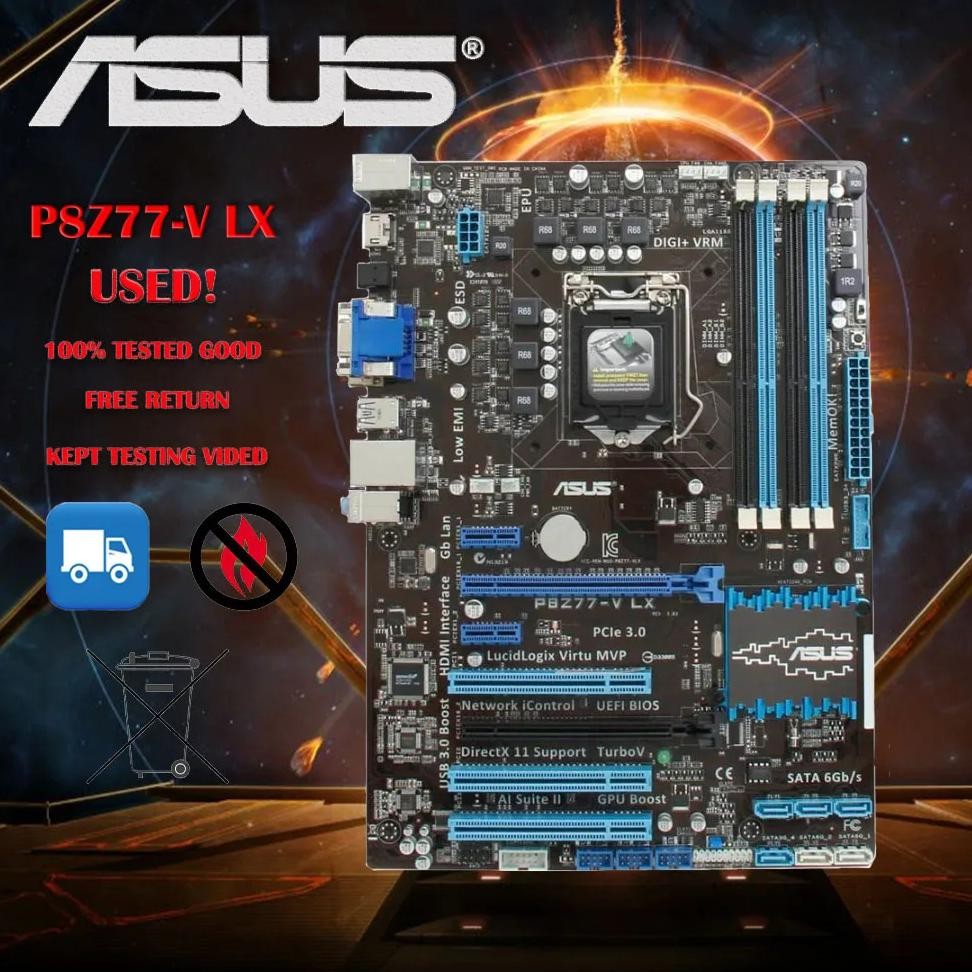 Asus Motherboard P8Z77-V Lx Lga 1155 Ddr3 I3 I5 22/32Nm Cpu Usb3.0 32Gb Sata3 Vga Hdmi