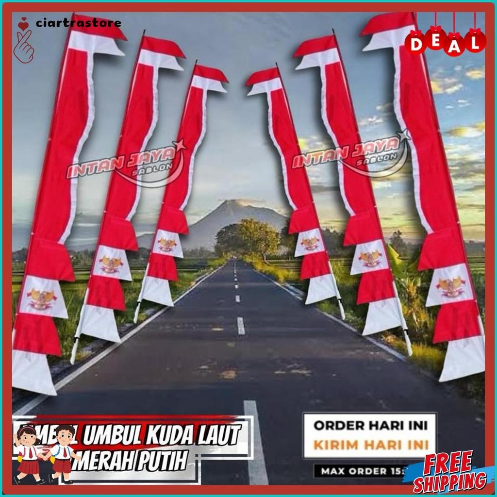 Umbul Umbul Kuda Laut Merah Putih 2,7M Polyester