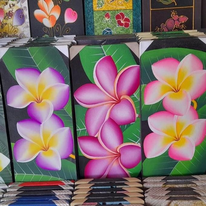 $$$$] Lukisan kain canvas tradisional Bunga kamboja Bali