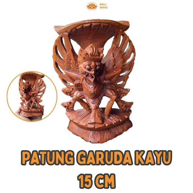] Patung Garuda 15 cm - Patung Garuda Kayu - Patung Garuda mini - Patung Burung Garuda kayu - Patung