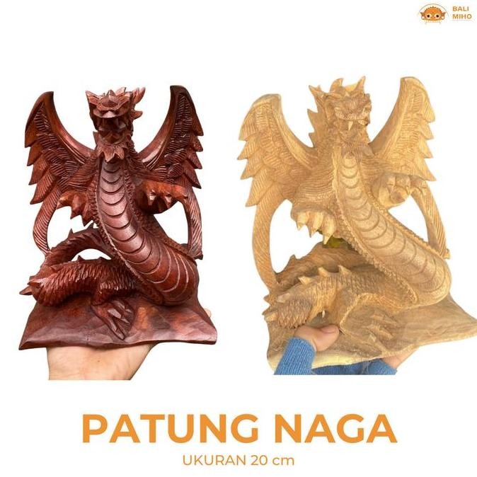 ```````] Patung Naga 20 cm - Patung Naga Kayu - Dragon Statue - Pajangan Naga