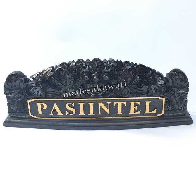

Produk Terbaik] Papan nama meja kayu ukiran Barong bali isi tatakan