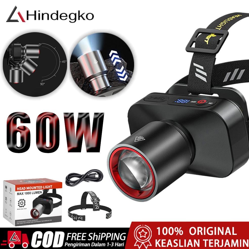 Hindegko Acciaiie Senter Kepala Super Terang Senter Kepala Anti Air Zoom Lampu Senter Kepala