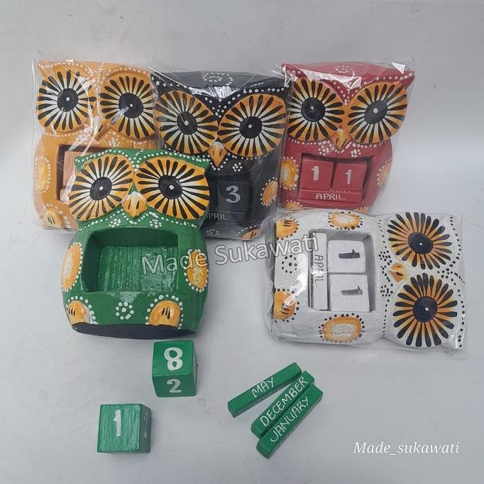 

------] Kalender kayu patung celepuk burung hantu kerajinan handmade bali