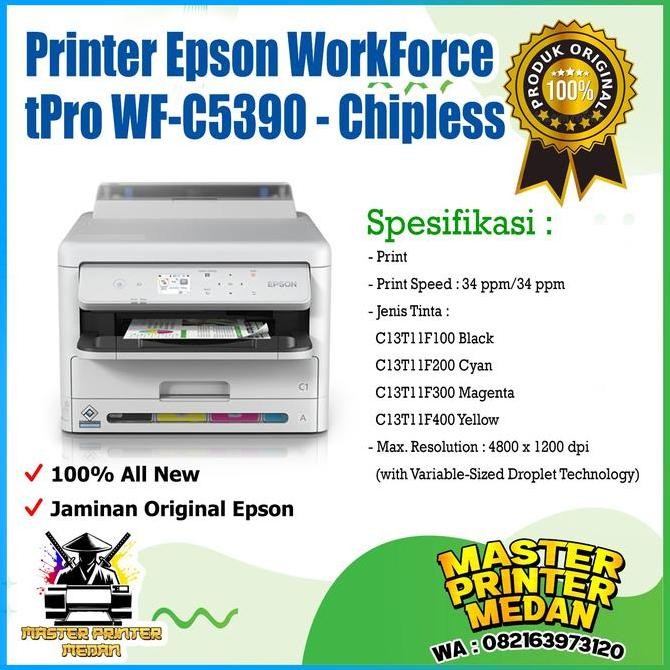 ,,,,,,,] Printer Epson WorkForce Pro WF-C5390 WFC 5390 - Chipless