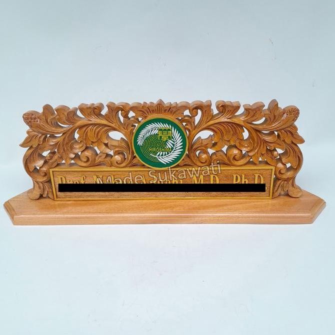

Ready stock] Papan nama meja kayu ukiran bali nameplate Lambang Logo instansi