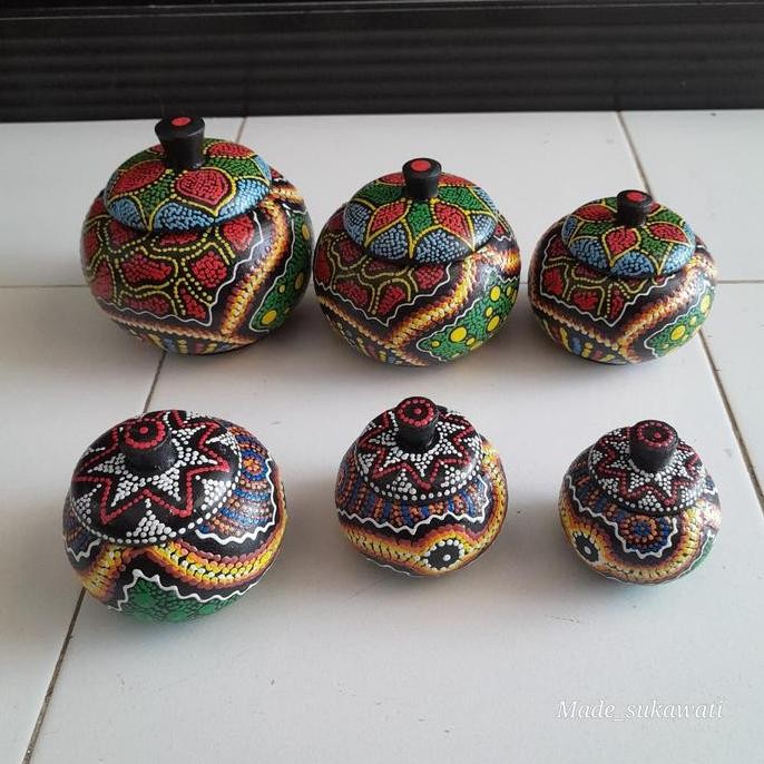 *#*#*#] 1 Set Wadah tempat permen Lukis motif buah kayu Bali isi 3pcs