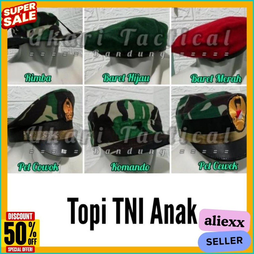 Topi baret pet komando rimba loreng TNI polri polisi kecil polantas pocil untuk perlengkapan karnava