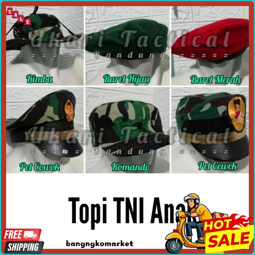 Topi baret pet komando rimba loreng TNI polri polisi kecil polantas pocil untuk perlengkapan karnava