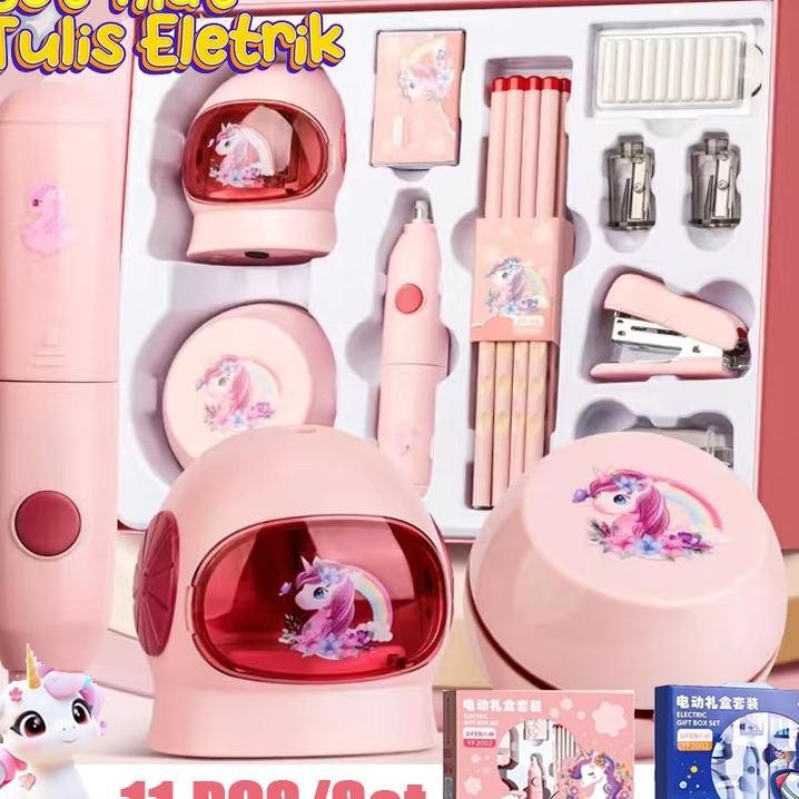 

Electric Stationery Set Set Alat Tulis Elektrik Rautan Penghapus Vacuum Pensil 11 In 1 Anak Alat Perkakas Belajar Anak Perempuan Kado