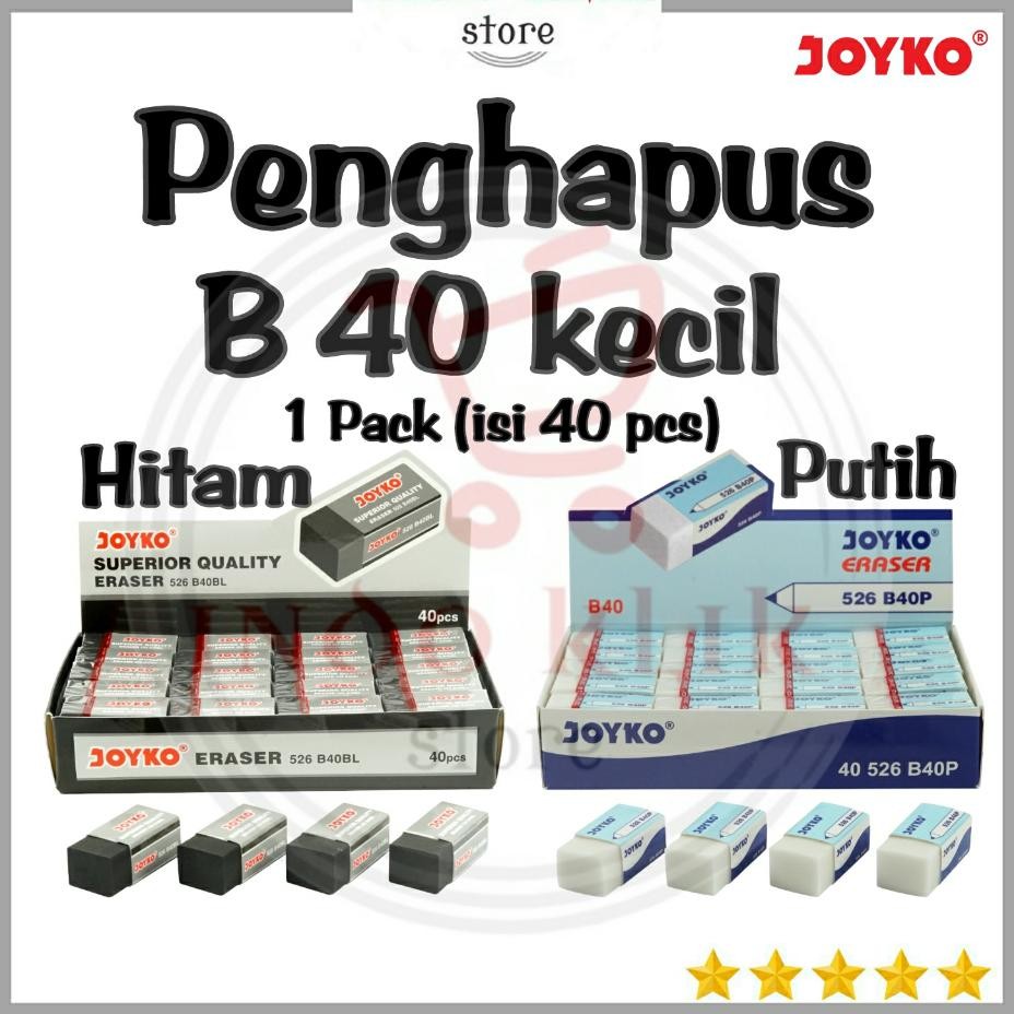 

Penghapus Pensil Joyko B40 Kecil 1 Pa Isi 40 Pcs Hapusan Pensil B40 Putih Hitam Stip Kecil