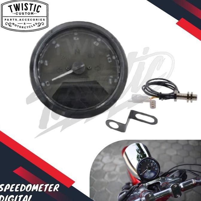 Speedometer Digital Bulat Universal Motor Kawasaki W175 Cb Caferacer