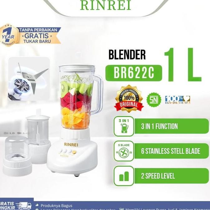 Blender Rinrei Br622C 1 Liter 3In1 + Chopper Co
