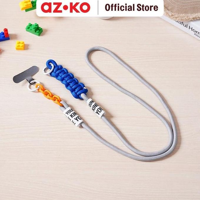 

TERMURAH - AU LANYARD COLOR BLOCK STRAP - ABU-ABU/BIRU