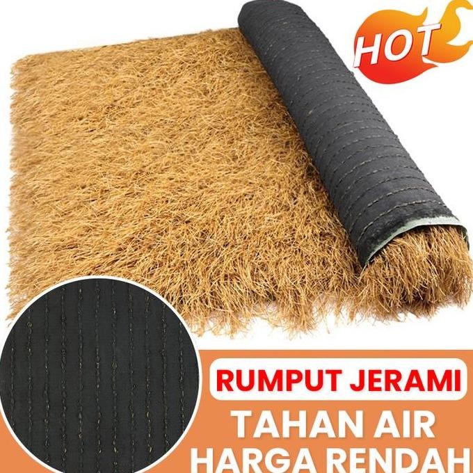 BEBAS ONGKIR - Lebar 2 meter (Promosi Terbatas) Dekorasi atap rumput sintetis berwarna kuning Plasti