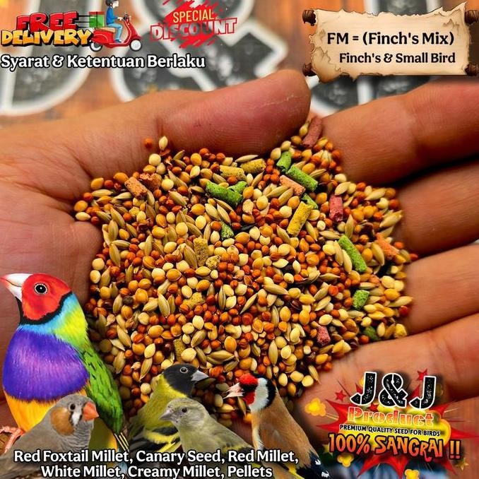 TERBARU - J&J Finch Mix (FM) (KG) Pakan Emprit, Gold Amadine, Finch