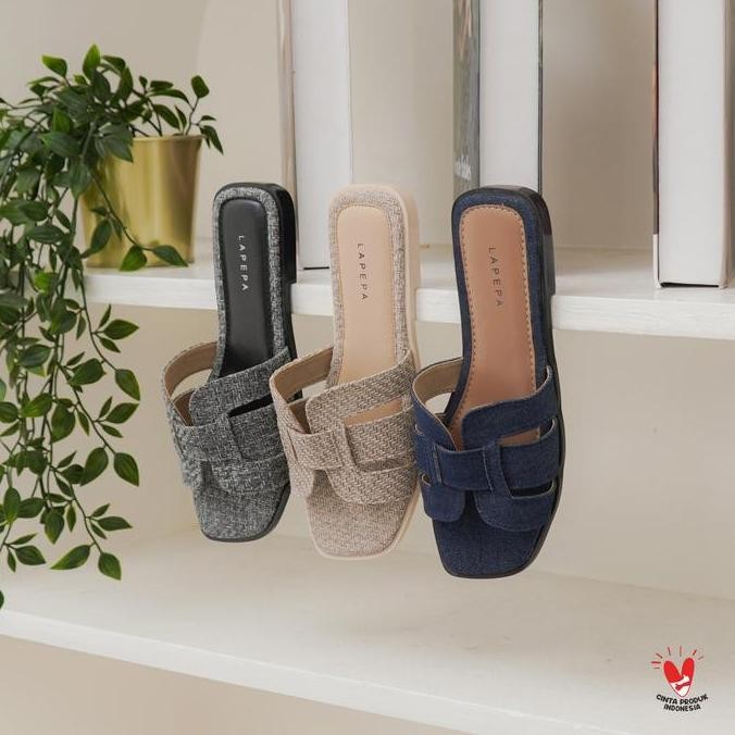 

LAPEPALIVE - KYRA Sandal Flat Wanita Sendal Slop Teplek Selop Cewek Kekinian LS