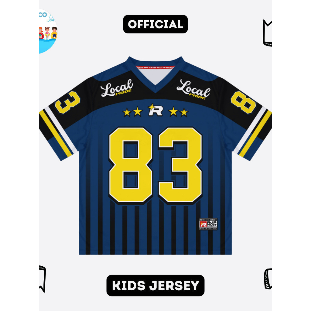 GK | Kaos Jersey Anak Number 83 Laki Laki Bahan DryFit Brazil Full Printing Casual Rugby Retro Stree