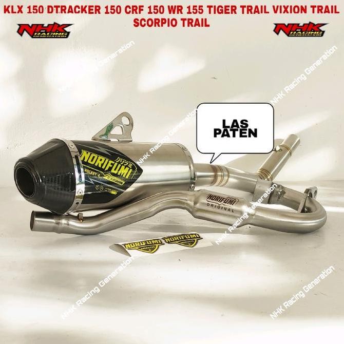 KNALPOT NORIFUMI ROCKET 4 CARBON KLX 150 CRF 150 DTRACKER 150 WR 155 COCOK BUAT SUPERMOTO TRABAS NGE