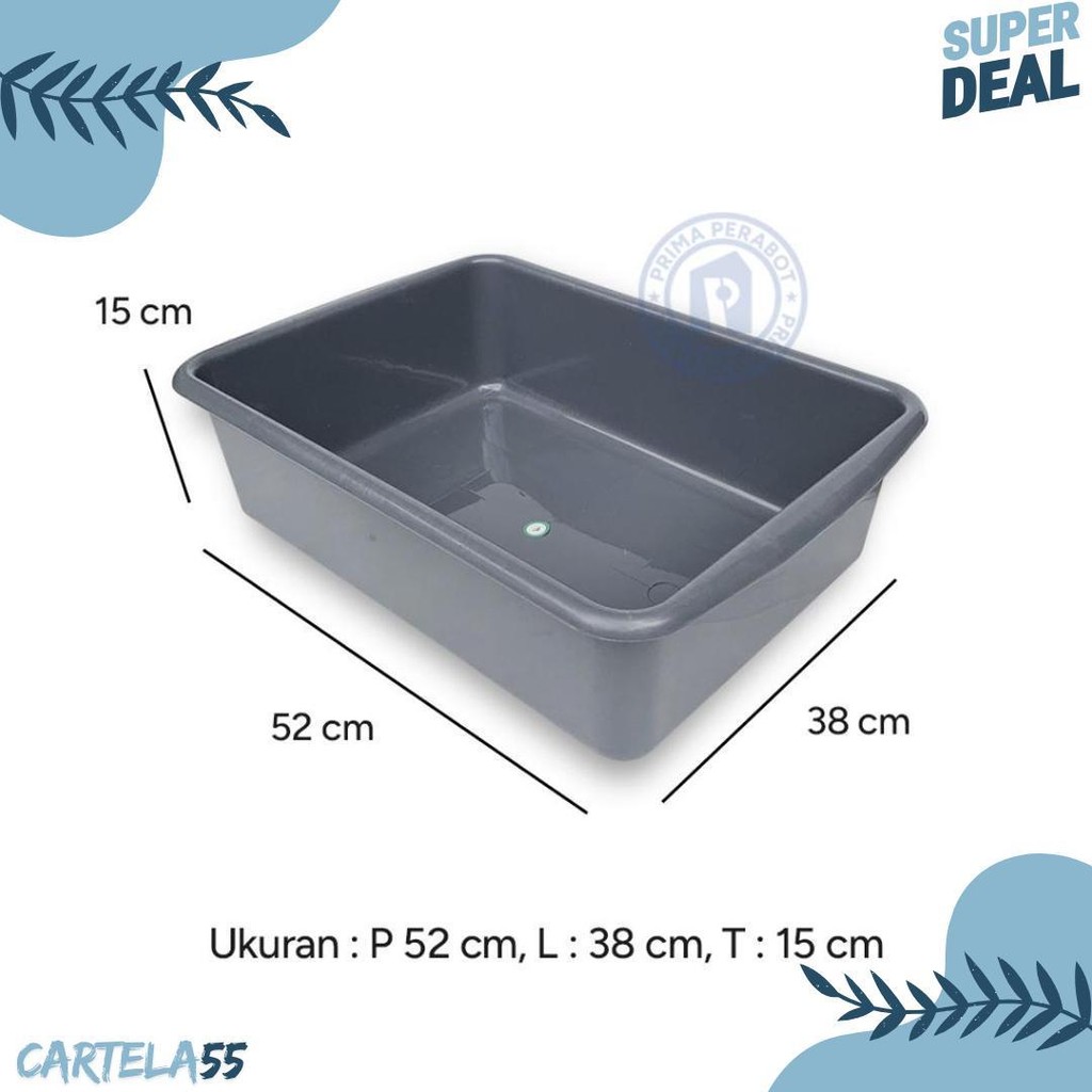 Diskon 50% Baskom Bak Segi Alaska Jumbo 52X15X38Cm Ember Persegi Serbaguna Abu