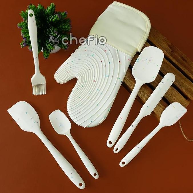 TERMURAH - Chio Spatula Set Silikon / Baking Cooking Utensil Set Candy Color
