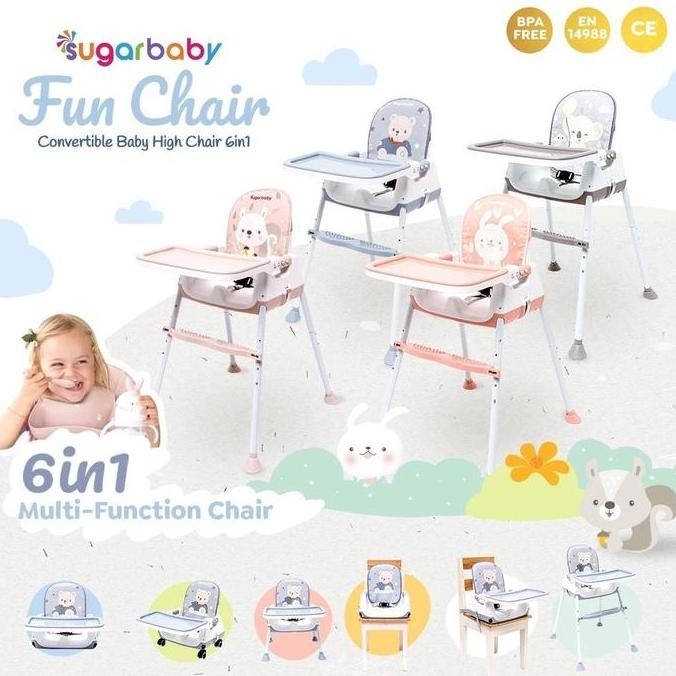 TERMURAH - Sugarbaby Fun Chair (Convertible Baby High Chair 6in) Blue Booster Kursi Perlengkapan Pin