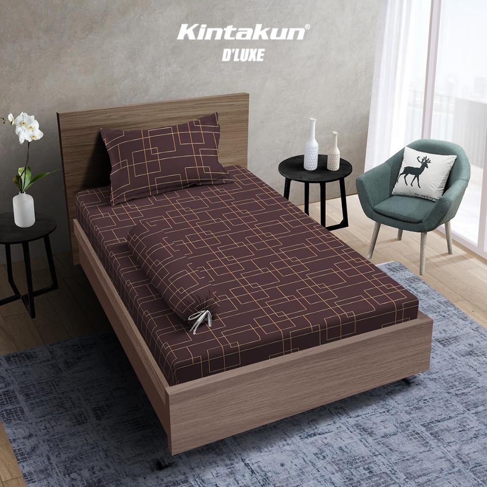 Kintakun Sprei Fitted 120 Extra Single Gipsy DLUXE Gold Edition Microfiber Coklat