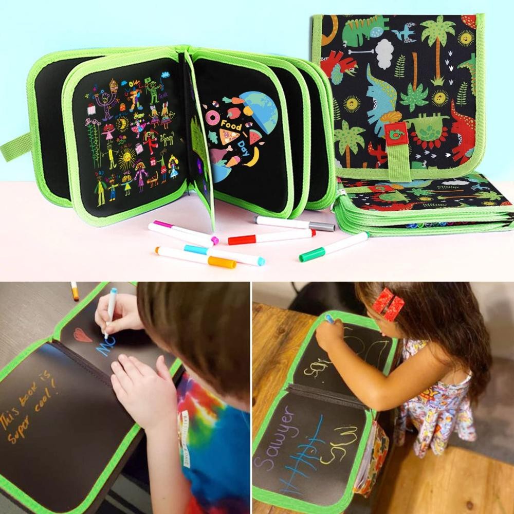 

Ew-45 Buku Gambar Portable Ajaib Reusable Bisa Dihapus 14 Hal Free 2Pcs Tissue Dan 12 Spidol Ew-45