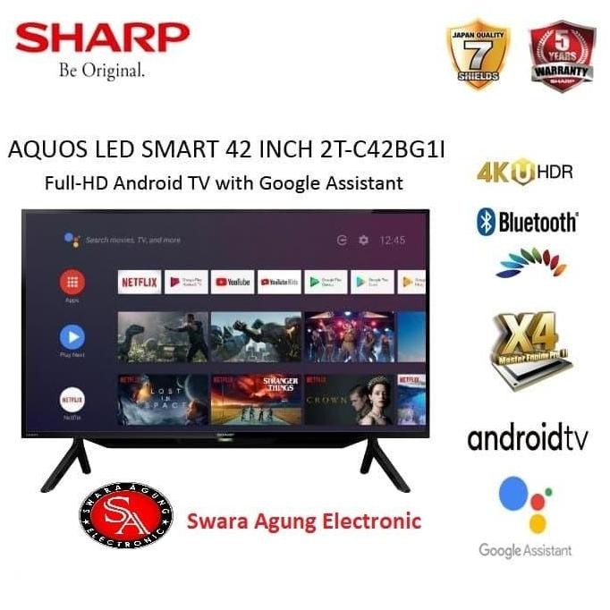 TERBARU - Led Android Tv 42 Inch SHARP Type: 2T-C42BG1 (Khusus Daerah Medan)