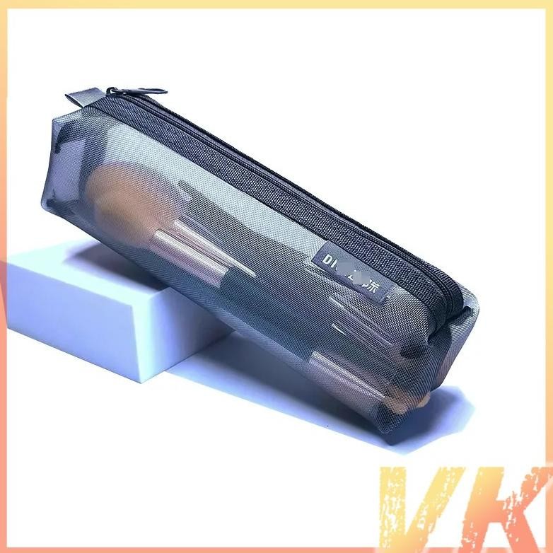 

My56 Kotak Pensil Transparant Portabel Tempat Pensil Jaring Resleting Stationery A4 A6 Tas Kosmetik Tas Penyimpanan