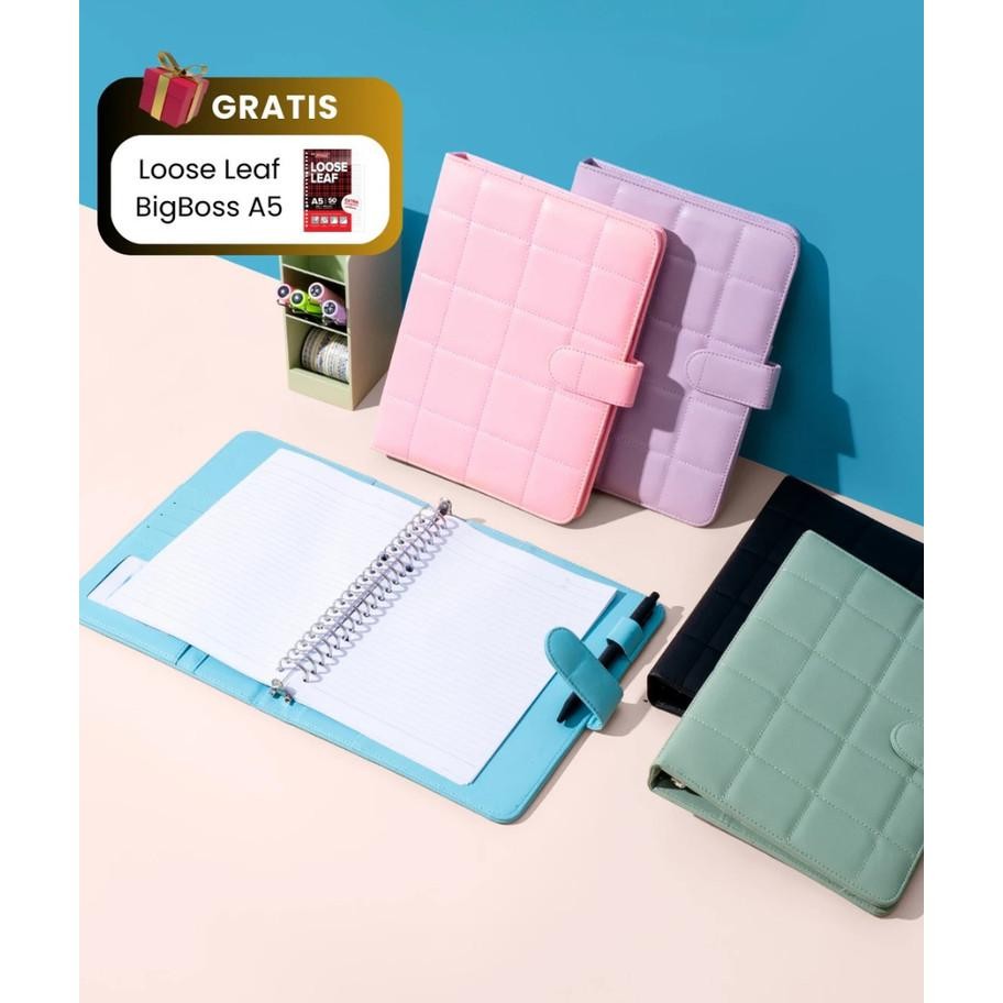 

Flashee Binder Polos Eksklusif A5 Puffy 20 Ring Buku Agenda Kulit Sintetis Pu Leather Binder Polos