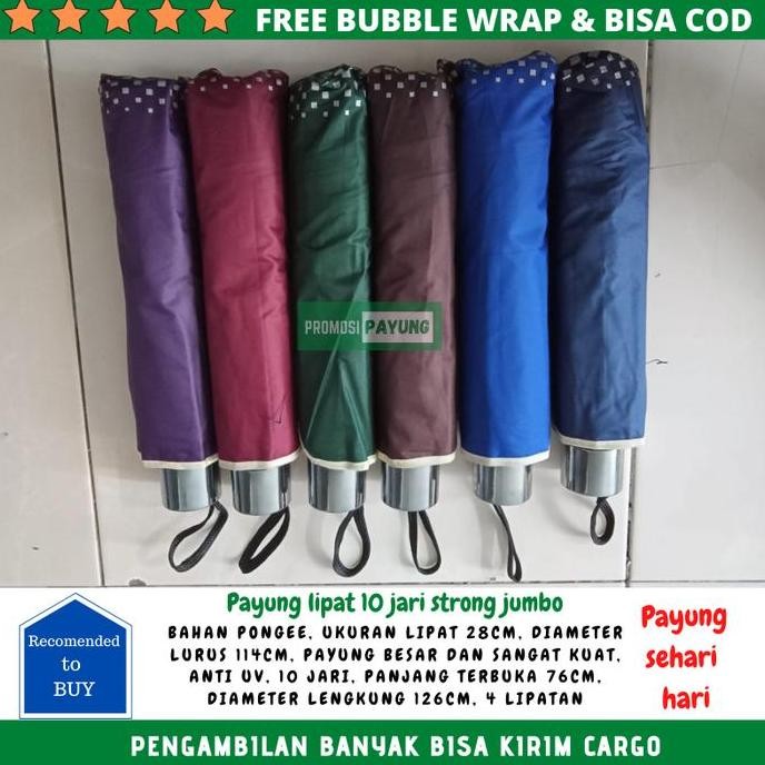 Payung Lipat Besar 10 Jari Strong Jumbo Anti Uv Payung Besar Dan Kuat